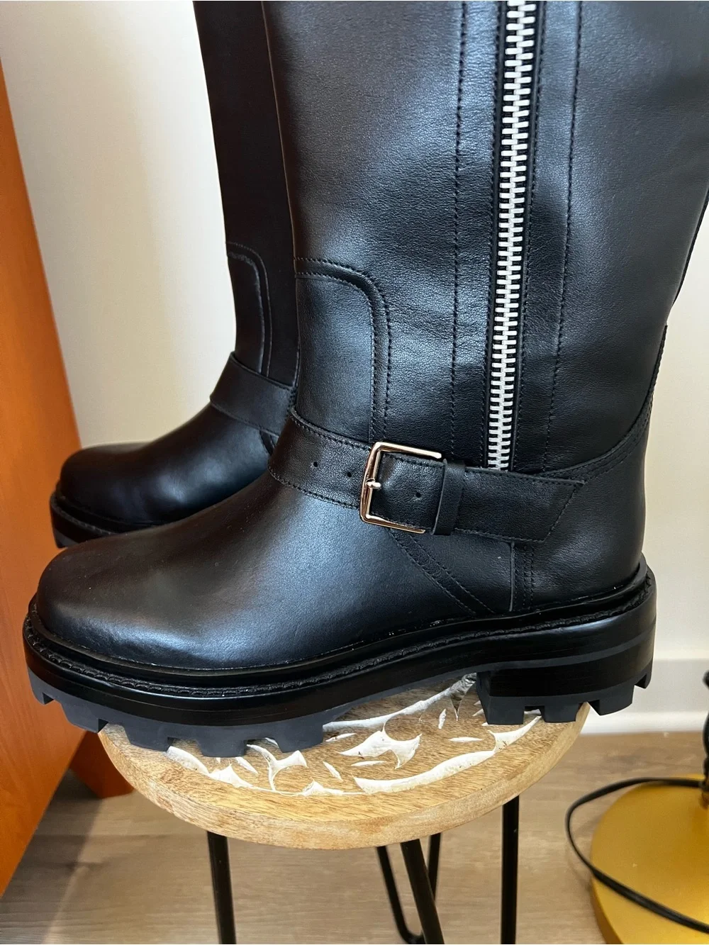 Jeffrey Campbell Just. Crush 2 sided ZipBlack Knee-High Lug Sole Boots - Women's